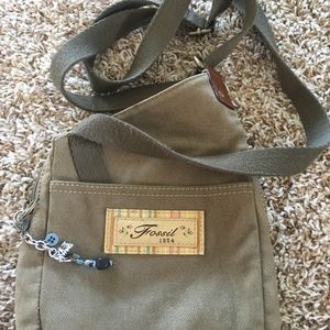 Canvas Tan Small Crossbody Bag - Like New Fossil